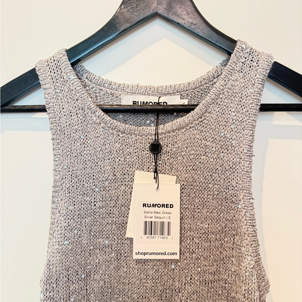 Rumored Silver Sequin Maxi Dress